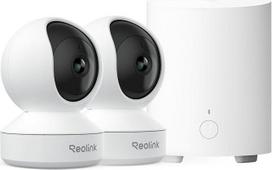 "Reolink" išmaniųjų vidaus patalpų apsaugos priemonių rinkinys: 2× E1 4MP 2K vidaus kamera su 360° vaizdu ir automatiniu sekimu + "Home Hub Mini", vietinė saugykla, dviejų juostų "WiFi", šifruota