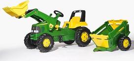 "Rolly Toys John Deere Junior" traktoriaus rinkinys (žemės ūkio traktorius vaikams nuo 3 iki 7 metų, "Whisper" padangos, žalias/geltonas) 811496
