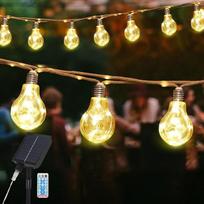 "SALCAR" saulės pasakų žibintai lauko derliaus kanapių virvė, 10 m 20 lempučių LED saulės pasakų žibintai, atsparūs oro sąlygoms, 8 režimai lauko pasakų žibintai medžiui, kiemui, kiemui, namams, vestuvių dekoracijoms, šiltai balta