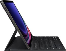 "Samsung Book Cover Keyboard Slim EF-DX710", skirtas "Galaxy Tab S9", "Tab S9 FE", vientisas planšetinio kompiuterio dangtelis, planšetinio kompiuterio dėklas, plonas, lengvas dizainas, QWERTY klaviatūra, POGO kaištis, S Pen skyrius, juodas