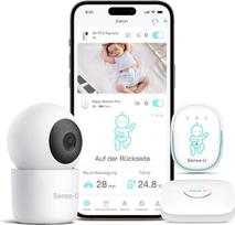 "Sense-U Baby Monitor 3" su kamera, kūdikių monitorius, kuris praneša apie pilvo judesius, apsivertimą, temperatūrą ir aptiktus judesius, su naktinio matymo funkcija, dvipusio pokalbio funkcija ir dideliu atstumu