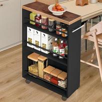"Shally Dogan" virtuvės vežimėlis "Slim Design Industrial Multi-Purpose Trolley Space Saving Black" su 4 lentynomis ir 360° judančiais ratukais 50 x 16 x 80 cm (juodas)