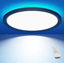 "slochi" LED lubų šviestuvas su nuotolinio valdymo pulteliu, 40 cm RGB lubų šviesos diodų šviesos diodas, keičiantis spalvą, 3000 K - 6500 K, skirtas vonios kambariui, vaikų kambariui, miegamajam, svetainei, apvalus, juodas