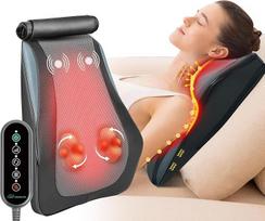 "Snailax" masažuoklis "Back Neck", kaklo masažuoklis su šiluma, Shiatsu nugaros masažuoklis, 3D minkymo masažinė pagalvėlė kaklui, nugarai, pečiams, kojoms, dovanos mamai, tėčiui, moterims