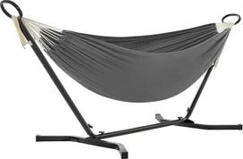 "Songmics" GHS001G01 Sodo hamakas su rėmu, 210 x 150 cm, reguliuojamas iki 5 skirtingų aukščių, metalinis rėmas, maksimali apkrova iki 240 kg, juodas rėmas ir pilkas hamakas
