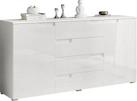 "Stella Trading Spice Sideboard", blizgios baltos spalvos, moderni komoda su daugybe stalčių, 165 x 80 x 40 cm (plotis x aukštis x gylis)