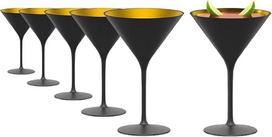 "Stölzle Lausitz Grandezza" kokteilių taurės "Martini Crystal Glass", 6 vnt., 240 ml (matinės juodos ir auksinės spalvos)
