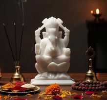 "StonKraft" 7 "Baltas Indijos marmuro akmuo Pooja Puja Ganesh Ganesha Ganpati Ganapati Murti Idol