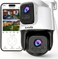 "Tenda" 5 MP + 5 MP lauko stebėjimo kamera, AI aptikimas, 360° spalvotas naktinis matymas, dvipusis garsas, IP65 WLAN lauko kamera su aliarmo signalu kertant sienas, vietinė saugykla be prenumeratos, CH10
