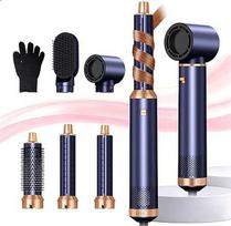 "UKLISS Hairstyler 5-in-1 Airbrush Hair Styler" | "Pro Air Styler" rinkinys - 1000 W apvalus plaukų džiovintuvas, oro garbanojimo šepetys, šilto oro šepetys, plaukų džiovintuvas, tiesinimo šepetys | stilius visiems plaukų tipams - mėlynas