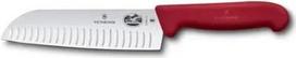 "Victorinox Fibrox Santoku" japoniškas virtuvinis peilis mėsai, žuviai ir daržovėms, 17 cm, aštrus, nerūdijantis plienas, raudonas