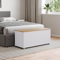 "Vida Designs Arlington Ottoman" Medinė skrynia su dangčiu Sėdimoji taburetė Palangė Antklodės Patalynė Žaislų dėžė Kojinė Balta