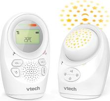 "VTech" skaitmeninis garso monitorius DM1212 - DECT technologija, vidinio ryšio funkcija, triukšmo lygio rodinys, temperatūros jutiklis, žvaigždėta naktinė šviesa ir dar daugiau - tėvų ir kūdikių įrenginys