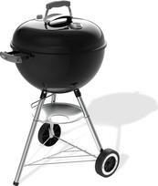 "Weber Original Kettle" medžio anglių kepsninė / porcelianinis emaliuotas dangtis ir kepsninė, 47 cm kepsninės paviršius, "One Touch" valymo sistema, dangčio termometras, trikojis stovas ir ratukai, juoda