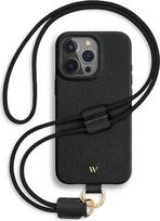 "Wiiuka" dėklas "iPhone 16 Pro Max", odinis iš Vokietijos, odinė mobiliojo telefono grandinėlė, aukščiausios kokybės mobiliojo telefono dėklas, grandinėlės dirželis, juodas