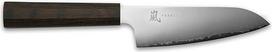 "Yaxell Hana Santoku 34812" virėjo peilis pagamintas iš "Movax" plieno ir Pakka medinės rankenos, rudos spalvos, ilgis: 12,5 cm