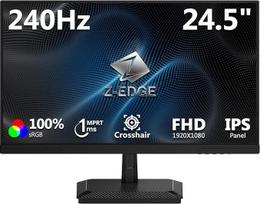 "Z-Edge" 24,5 colių 240 Hz 240 Hz žaidimų monitorius su 1 ms MPRT IPS skydeliu, "Full HD" LED monitorius, 350 cd/m² ryškumas, "FreeSync", "Crosshairs", HDR10, HDMI ir "DisplayPort", suderinamas su VESA - juodas