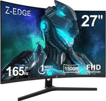 "Z-Edge" 27 colių 165 Hz išlenktas žaidimų monitorius su 1 ms MPRT "Full HD 1080P" VA skydeliu 1500R 16:9 išlenktas LED ekranas, "FreeSync HDR10", "DisplayPort1.4" ir HDMI2.0, palaiko VESA 100 x 100 mm