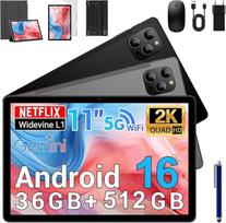 11 colių "Android 16" planšetinis kompiuteris su 5G WiFi, 36GB RAM + 256GB ROM, 8000 mAh, Face ID, TÜV, GMS, GPS, BT5, planšetinis kompiuteris su nuimama klaviatūra, pilkos spalvos