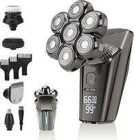 2025 Upgraded 7D 360° plaukiojanti skutimosi galvutė plikiems vyrams, odai draugiškas IPX7 vandeniui atsparus drėgnas/sausas elektrinis skustuvas, LED ekranas, USB-C įkraunamas 5-in-1 priežiūros rinkinys