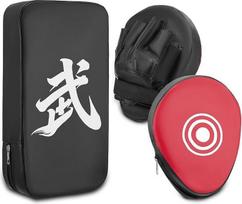 3 in 1 rankinių priemonių rinkinys boksui ir kikboksui, 2x Box Pratzen aus PU Leder + 1x Kick Pad, Schlagpolster für Erwachsene, Jugendliche & Kinder, Sicheres Kampfsport Zubehör für Taekwondo, Muay Thai