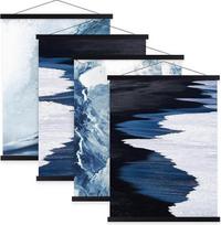 4 vienetai B1 Plakato rėmo pakabos 28 colių magnetiniai mediniai plakatų pakabos bėgiai, magnetinių rėmų kabinimo rinkinys 70 x 100, 70 x 50 kraštovaizdžio dideliam sienos žemėlapiui (71 cm, juoda, 4 pakuotės)