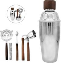 6 dalių barmeno rinkinys su 550 ml kokteilių maišytuvu Muddler Double Jigger Bar Spoon Strainer & Mat Stand Nerūdijančio plieno baro reikmenų įrankiai namams ir profesionaliems kokteilių maišymo vakarėliams Club Pub
