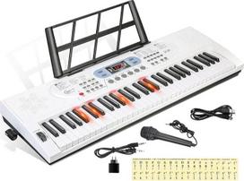 61 klavišų fortepijono klaviatūra su mikrofonu, muzikos stovu ir fortepijono muzika, elektroniniai skaitmeniniai lengvi klavišai, dovana pradedantiesiems, berniukams ir mergaitėms, suaugusiesiems, vyrams, moterims, HEP-669W
