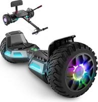 8,5" paspirtukas su sėdyne "Go Kart Combo" su spalvotais LED žibintais ir "Bluetooth" vaikams, berniukams, mergaitėms, suaugusiems, visiems amžiaus grupėms