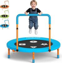 91 cm skersmens, sulankstomas batutas su rankena, mini batutas vaikams iki 45 kg, tylus šokinėjimo kilimėlis, saugus ir stabilus, sodo batutas lauke mažyliams nuo 3 iki 8 metų
