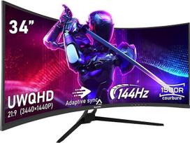 AOC CU34E4CW 34 colių QHD žaidimų monitorius lenktas, 120 Hz, VA skydelis, 4 ms GtG, "Adaptive Sync", HDR10, aukščio reguliavimas, garsiakalbis, (3440 x 1440 HDMI 2X 2.0 DP USB šakotuvas), juodas