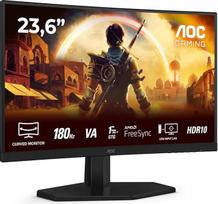AOC C24G42E 23,6 colių lenktas, FHD žaidimų monitorius, 180 Hz, VA skydelis, 0,5 ms MPRT, adaptyvioji sinchronizacija, HDR10, "FreeSync", garsiakalbis, (1920x1080 HDMI 2X 2.0 DP 1x 1.4), juodas