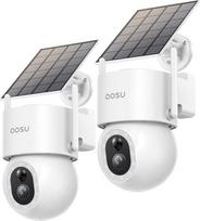 aosu 3K 5MP lauko stebėjimo kamera su saulės baterija, 360° PTZ, "2-in-1" WiFi stebėjimo ir apšvietimo funkcija, AI aptikimo funkcija, automobilio, naminių gyvūnėlių, tvoros, šviesos ir garso signalizacija, 2 krypčių garsas, spalvotas naktinis matymas, 2