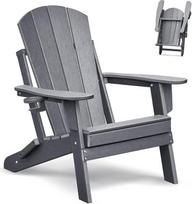 ART TO REAL ATR "Adirondack" kėdė su gėrimų laikikliu, sulankstoma "Adirondack" kėdė, plastikinė, oro sąlygoms atspari sodo kėdė, sodo kėdė, pagaminta iš lauko kėdės sodui, terasai