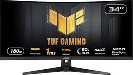 ASUS TUF Gaming VG34VQ3B, 34 colių UWQHD lenktas monitorius, 180 Hz, 1 ms MPRT, "FreeSync", ELMB, "DisplayHDR 400", VA skydelis, 21:9, 3440 x 1440, "DisplayPort", HDMI, USB, ergonomiškas, garsiakalbis
