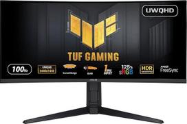 ASUS TUF Gaming VG34VQEL1A, 34 colių UWQHD lenktas monitorius, 100 Hz, 1 ms MPRT, "FreeSync", HDR 10, VA skydelis, 21:9, 3440 x 1440, "DisplayPort", HDMI, USB, ergonomiškas, juodas