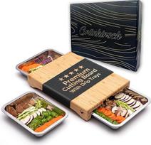 Aukščiausios kokybės bambuko pjaustymo lenta su 3 x surinkimo dėklu (dydis 40 x 30 x 7 cm) - medinė lenta ir virtuvės lenta virtuvei - profesionalus medinių pjaustymo lentelių rinkinys - medinė pjaustymo lenta su 3 surinkimo konteineriais (didelė)