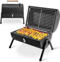 BBQ grilis Nešiojamasis medžio anglių grilis Sulankstomas stovyklavimo grilis Dvipusis rūkymo grilis lauko ir sodo kepsninei Lauko stovyklavietė Žygiai pėsčiomis Piknikas Juoda