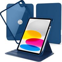 CACOE sukamas dėklas "iPad" (A16) 11/10 kartos 2025 2022, 360 laipsnių kampu besisukantis apsauginis dėklas, akrilinis, skaidrus, su smūgiams atsparia briauna (mėlynas)