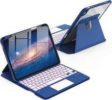 CACOE sukamas dėklas su klaviatūra "iPad" (A16) 11/10 kartos (11/10,9 colio) 2025/2022 su jutikliniu kilimėliu, 7 spalvų apšvietimu, nuimama belaidė klaviatūra, 360° pasukamas su stovo funkcija, vandenyno mėlyna