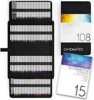 CHROMATEK 108 akvarelinių pieštukų rinkinys, įskaitant 15 puslapių bloknotą ir internetinių vaizdo pamokų seriją, 5 akvarelės rašikliai ir 100 unikalių spalvų, tikri teptuko rašikliai, lengvai maišomi, ryškūs ir glotnūs