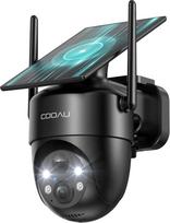 COOAU Lauko stebėjimo kameros akumuliatoriaus saulės baterija 2K lauko "WiFi" stebėjimo kamera su belaidžiu nemokamu saulės kolektoriumi, dirbtinio intelekto aptikimu, 360° stebėjimu, spalvotu naktiniu matymu, dvipusiu garsu