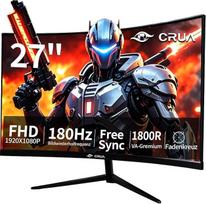 CRUA 27 colių žaidimų monitorius, "Full HD 1080p", 180 Hz, 1 ms atsako laikas, "AMD FreeSync", HDMI 2.0, "DisplayPort", nemirksintis, mažai mėlynos šviesos, juodas