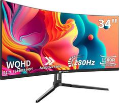 CRUA 34 colių lenktas žaidimų monitorius, 21:9 WQHD 3440x1440 165/180Hz 1500R ultraplačiajuostis kompiuterio monitorius, palaikantis "Freesync", PBP, HDMI 2.0 ir DP 1.4, montuojamas ant sienos / reguliuojamas pakreipimas - juodas