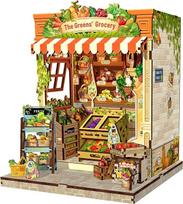 CUTEBEE Book Nook Kit - DIY Miniaturhaus Bausatz (Gemüseladen-Szene) mit LED-Beleuchtung, Retro Bücherregal-Deko für Jugendliche & Erwachsene, Kreatives Geschenk (The Greens 'Grocery)