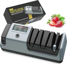 Elektrinis peilių galąstuvas "5-in-1" - 3 sukimosi greičiais reguliuojamas elektrinis peilių galąstuvas, tinkamas peiliams tiesiais ašmenimis, dantytiems peiliams ir žirklėms, pilkos spalvos