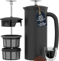 ESPRO P7 French Press kavos virimo aparatas - dvigubai izoliuotas nerūdijantis plienas su mikro filtru, 530 ml, matinės juodos spalvos