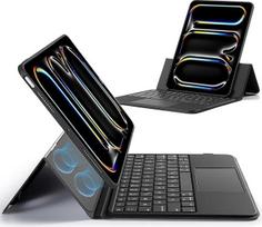 ESR "iPad Pro" 11 colių (M5/M4, 2025/2024), klaviatūros dėklas su bėgimo takeliais, magnetinė nuimama klaviatūra su apšviestais klavišais, kraštovaizdžio stovas, juodas