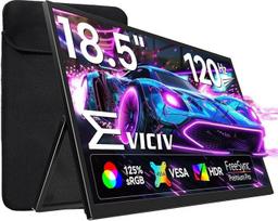 EVICIV Nešiojamasis monitorius 18,5 colio 120 Hz + rankovė, FHD 1080P 125% sRGB 2000:1 IPS žaidimų ekranas USB-C mini HDMI VESA ir 180° stovas nešiojamajam kompiuteriui / telefonui / žaidimų konsolei