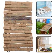 Diy Wood Stick Reptile Hideout Wooden Hiding Cave Turtle Basking Platform Pet Crawling Terrarium nament Reptile 22.00X11.00X1.50CM
